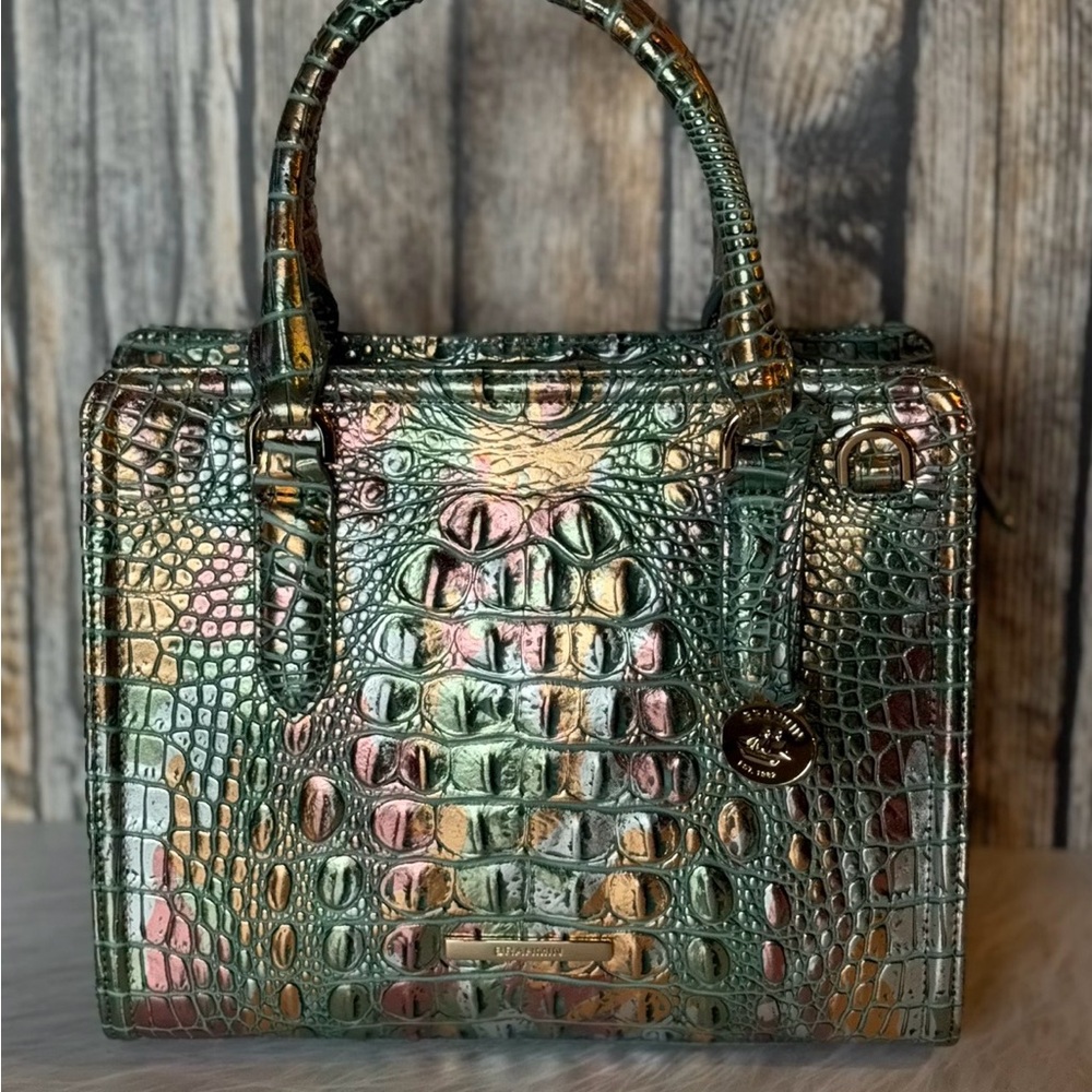 NWT Brahmin SOULFUL Cami Green copper metallic iridescent - Picture 4 of 15